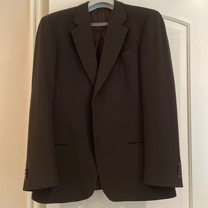 Armani collezioni men’s blazer chocolate brown wool solid subtle houndstooth.